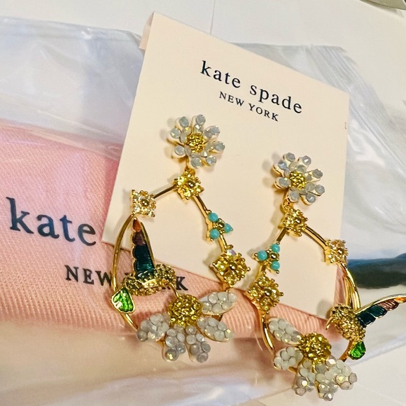 Kate Spade dazzling daisy hummingbird statement hoops - Picture 7 of 8